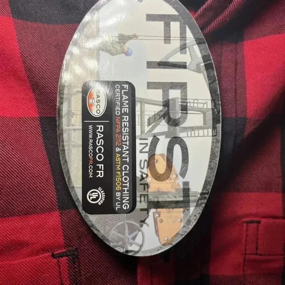 NWT RASCO FR Shirt Mens Large Buffalo Plaid Long Sleeve Flame Resistant Button - Picture 6 of 15